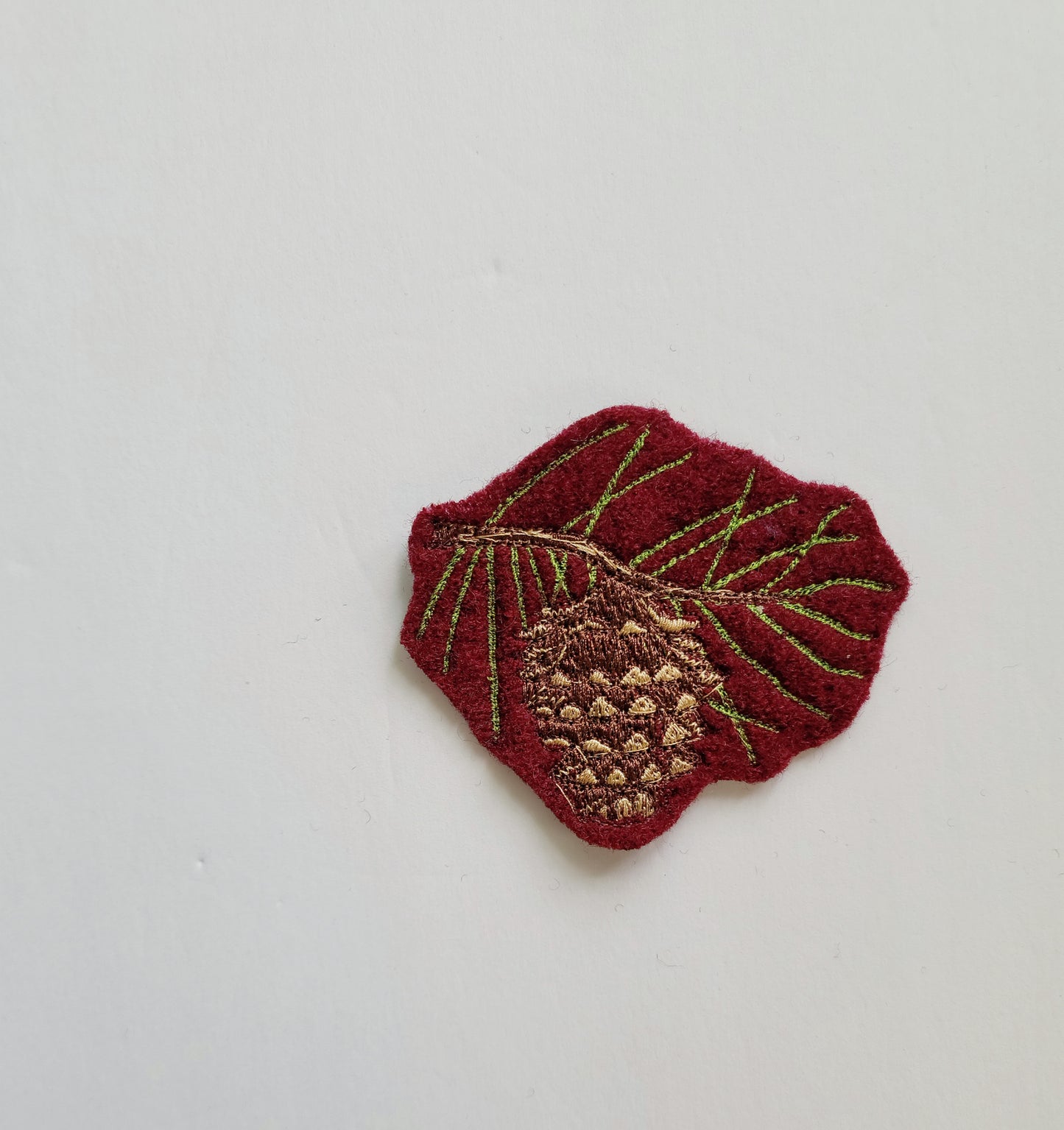 Embroidered Wool Patches- Pinecone Greenery