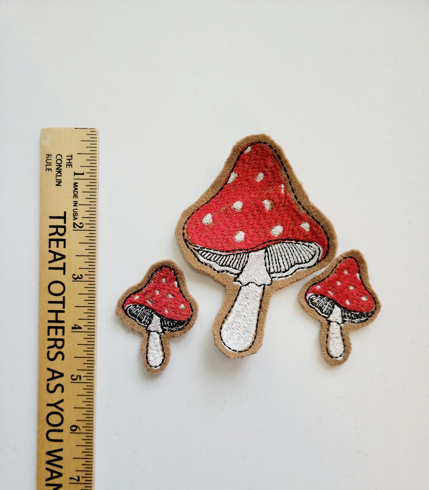 Embroidered Wool Patches - Toadstool