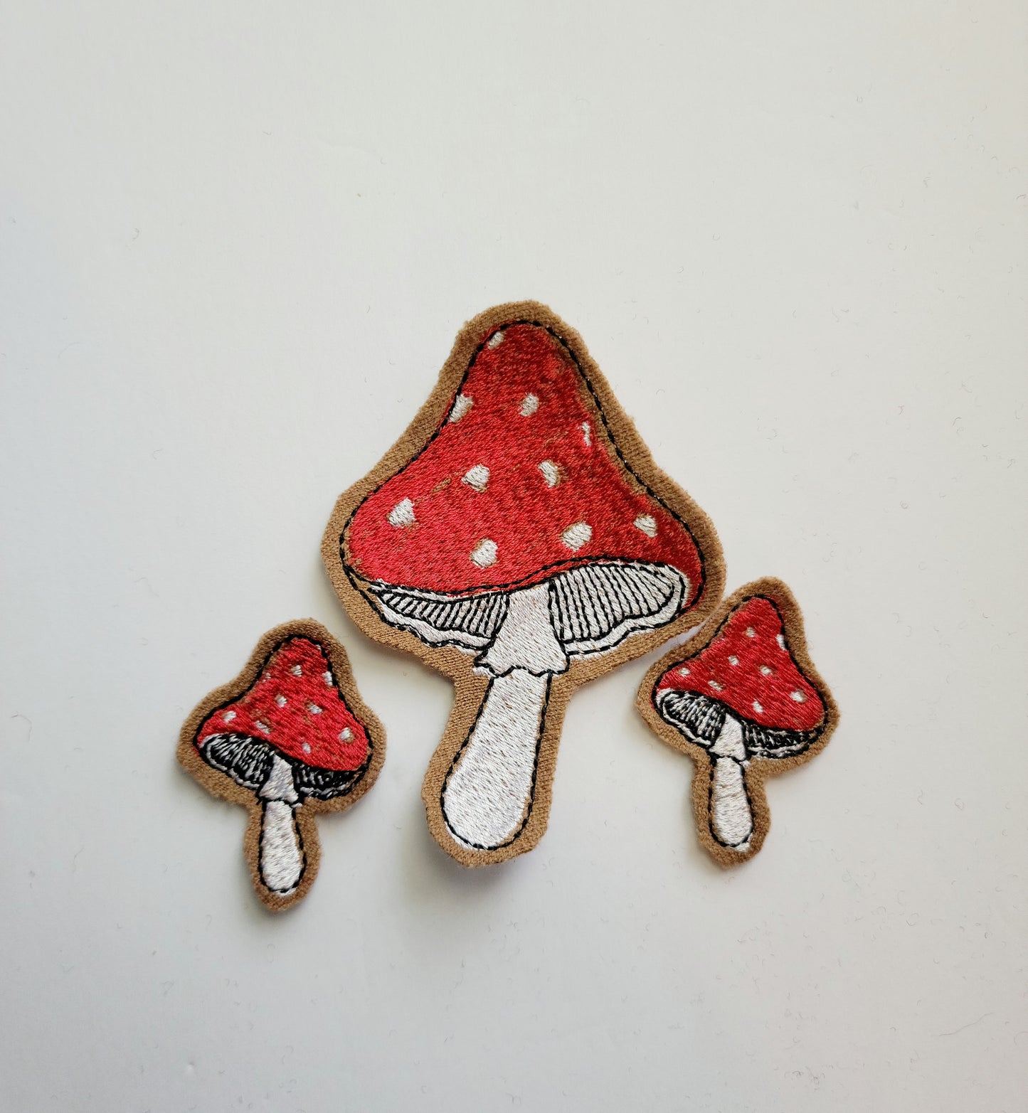 Embroidered Wool Patches - Toadstool